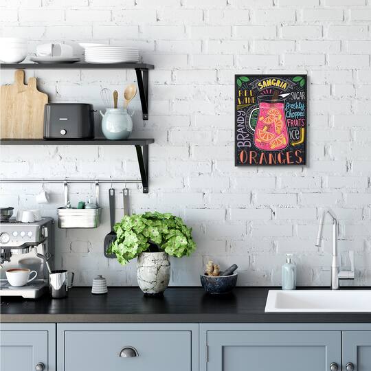 Stupell Industries Summer Sangria Pitcher Chalk Style Wall Accent with Black Frame